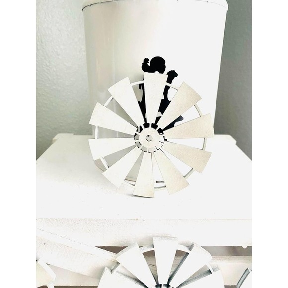 Set of 4 Handmade Farmhouse Inspired Wood Windmill Coasters (WC) - Picture 2 of 3